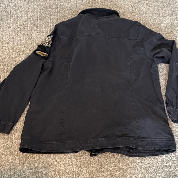 Torrid Denim twill Military Jacket black Jean Zip Coat woman’s 2 - Picture 2 of 11